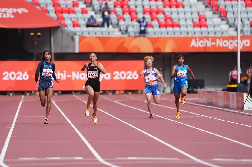 Atlet para atletik Indonesia, Nanda Mei Sholihah berhasil mengamankan tempat ketiga usai membukukan catatan waktu 25,93 detik di nomor Women’s 200 meter T47. (foto:raiky/kemenpora.go.id)