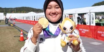 Atlet panahan Nurisa Dian Ashrifah meraih emas di nomor Compound Women Individual. (foto:dok/tim panahan Indonesia)