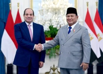 Presiden Republik Indonesia, Prabowo Subianto menerima kunjungan kenegaraan Presiden Republik Arab Mesir, Abdel Fattah El-Sisi di Istana Kepresidenan Jakarta, pada Minggu (11/10/2026).(Foto: BPMI Setpres)