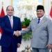 Presiden Republik Indonesia, Prabowo Subianto menerima kunjungan kenegaraan Presiden Republik Arab Mesir, Abdel Fattah El-Sisi di Istana Kepresidenan Jakarta, pada Minggu (11/10/2026).(Foto: BPMI Setpres)