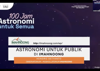 Badan Riset dan Inovasi Nasional (BRIN) terus mendorong pemanfaatan hasil riset dan teknologi antariksa untuk mendukung edukasi astronomi bagi masyarakat. Upaya ini dilakukan antara lain melalui keterlibatan periset dalam kegiatan pembelajaran serta dukungan peralatan pengamatan astronomi di Imah Noong, Lembang, Kabupaten Bandung Barat.(Image: BRIN)