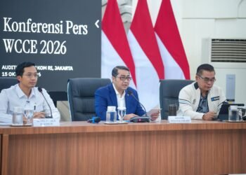 Menteri Ekonomi Kreatif/Kepala Badan Ekonomi Kreatif (Ekraf), Teuku Riefky Harsya menghadiri konferensi pers World Conference on Creative Economy (WCCE) 2026 di Kantor Badan Komunikasi Pemerintah (Bakom) RI, Jakarta, Kamis (15/10/2016).(Foto: Dok. Biro Komunikasi Kementerian Ekraf/Badan Ekraf)
