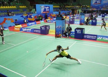 HYDROPLUS Sirkuit Nasional (Sirnas) A Jawa Barat 2026 yang berlangsung di dua lokasi, yakni GOR Bandung (Jalan Jakarta) dan GOR Pajajaran, memasuki hari keempat pada Kamis (1/10/2026).(Foto: Satujabar.com)